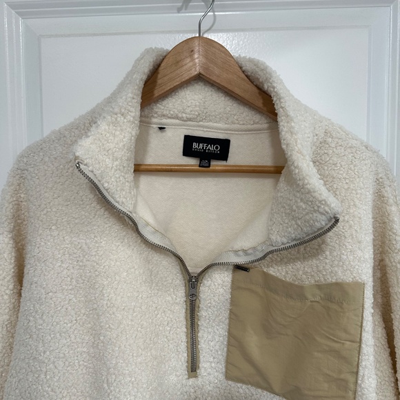 Buffalo David Bitton | Women’s White Cream Sherpa Half Zip Sweater NWOT - Picture 2 of 9